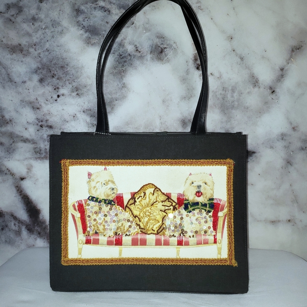 Cynthia Hart beaded schnauzer dog purse
